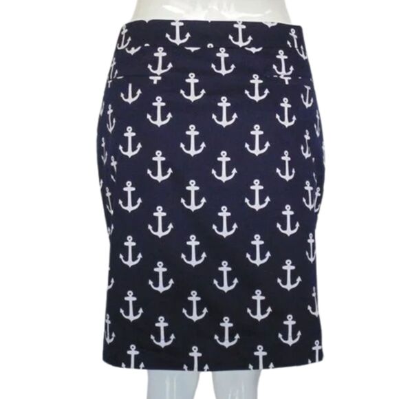 HATLEY Skirt, 8, Blue, White Anchors, Front Zipper, Back pockets, Lined - Picture 4 of 12